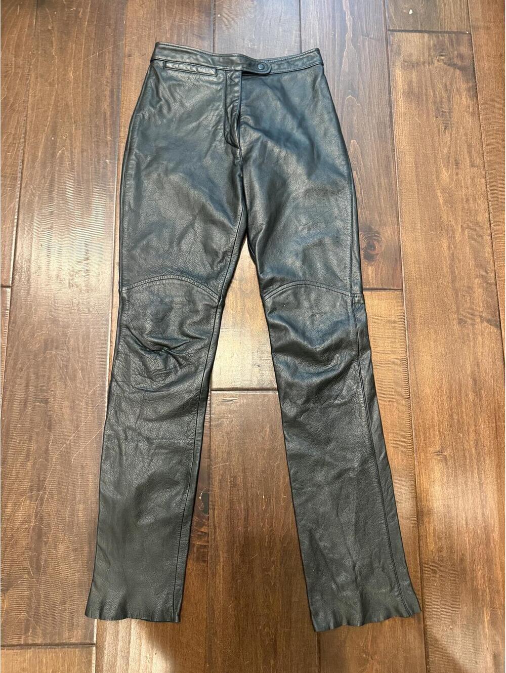 Wilsons Maxima Black Genuine Leather Pants Women’s Size 6 Y2K Moto Slim Fit